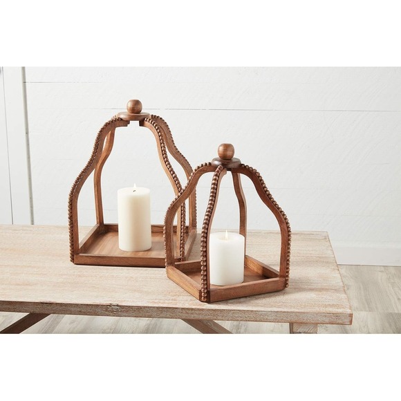 Amazon.com: Mud Pie Beaded Pumpkin Lantern Set, Brown, Small  Mud Pie Brown Mango Wood Beaded Lantern Set 14\